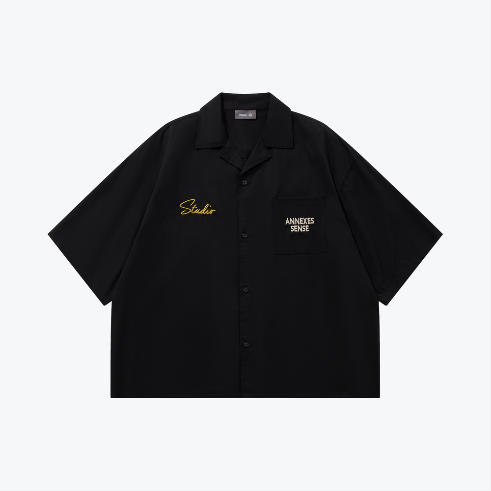 SNE Open Collar Shirt Black【M24-32BK】