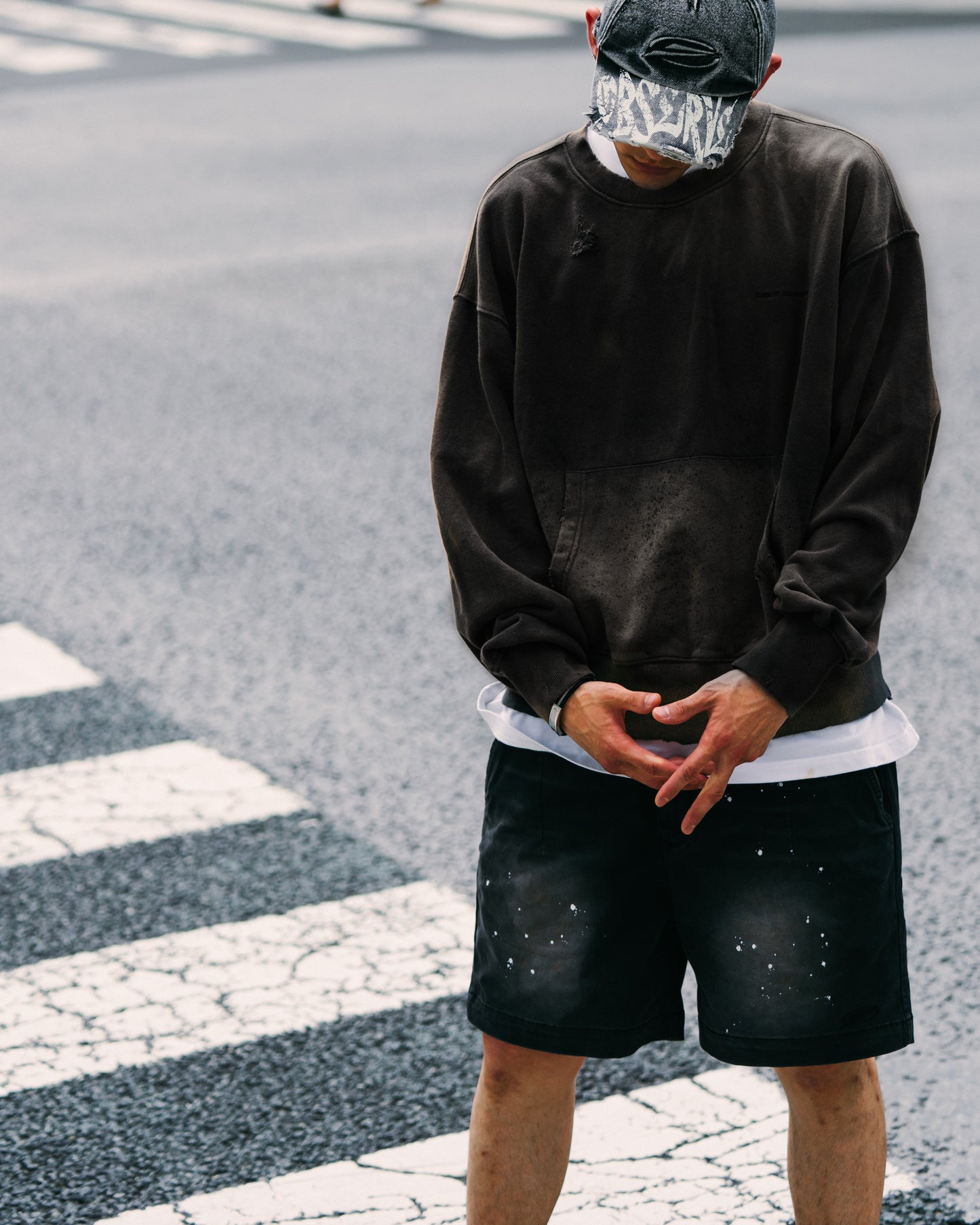 
                  
                    Distressed Crew Neck Dull Black【M24-50DB】
                  
                