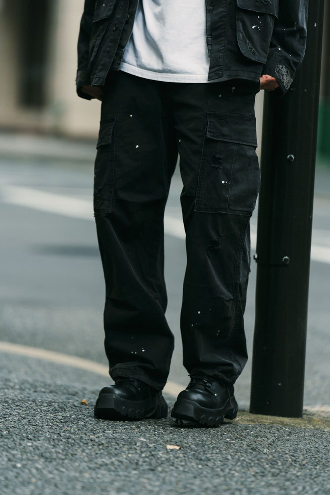 
                  
                    Heavy Dirty Wash Cargo Pants Dull Black【M24-18BK】
                  
                