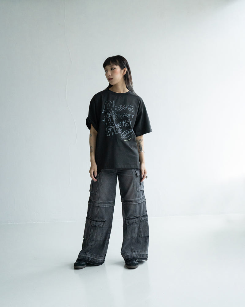 
                  
                    Chalk Printed Oversize tee Black【L24-T04BK】
                  
                