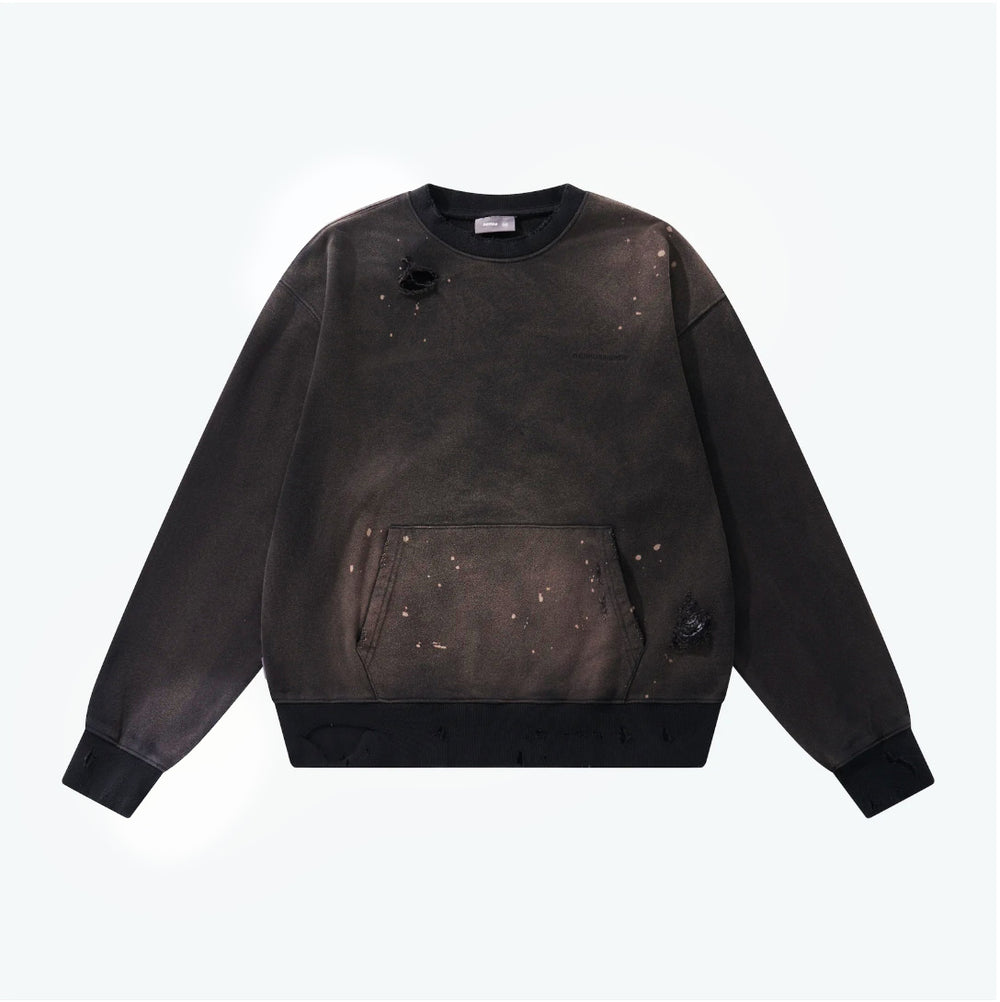 Distressed Crew Neck Dull Black【M24-50DB】